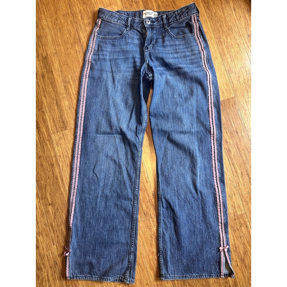 Abercrombie Kids Low Rise Baggy 15/16‎ Regular Pink Stripes Bow